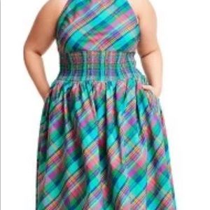 Christopher John Rogers For Target Plaid Sleeveless Bow Back Halter Dress